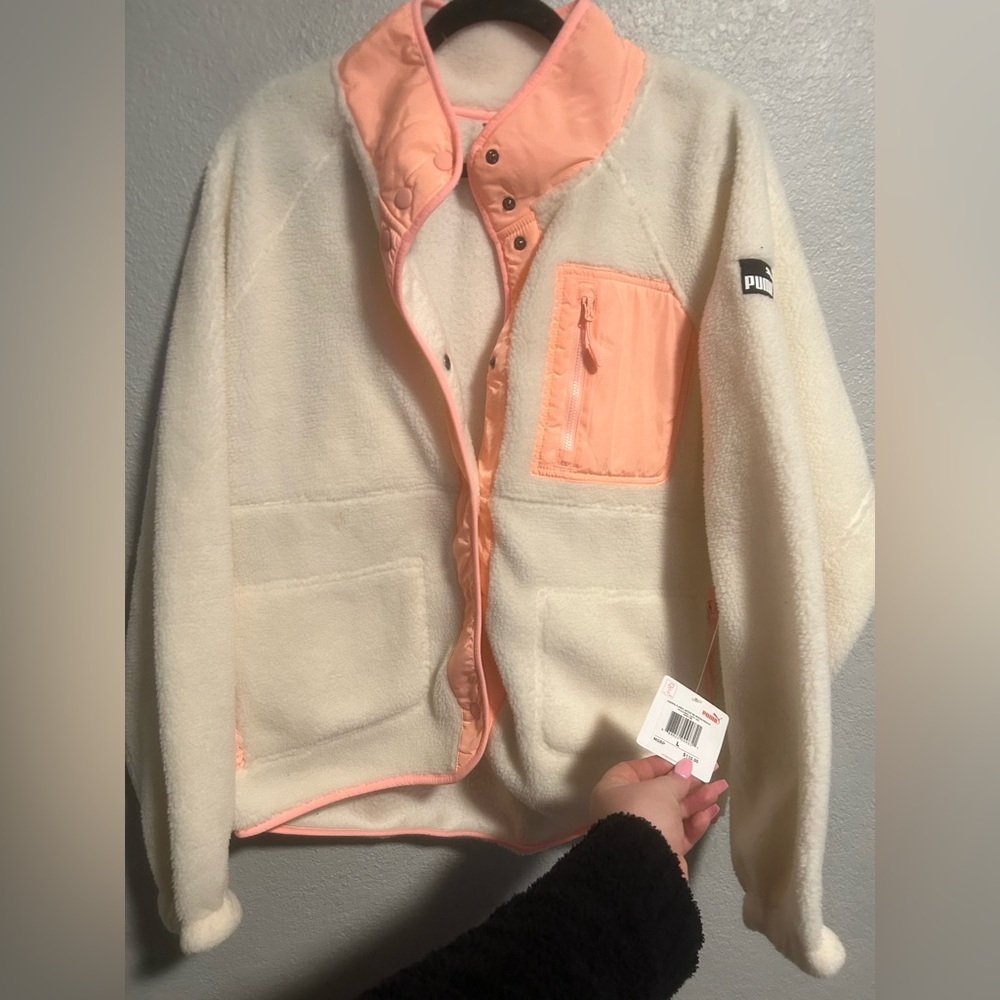 Nwt puma Sherpa fleece jacket w/ woven pocket